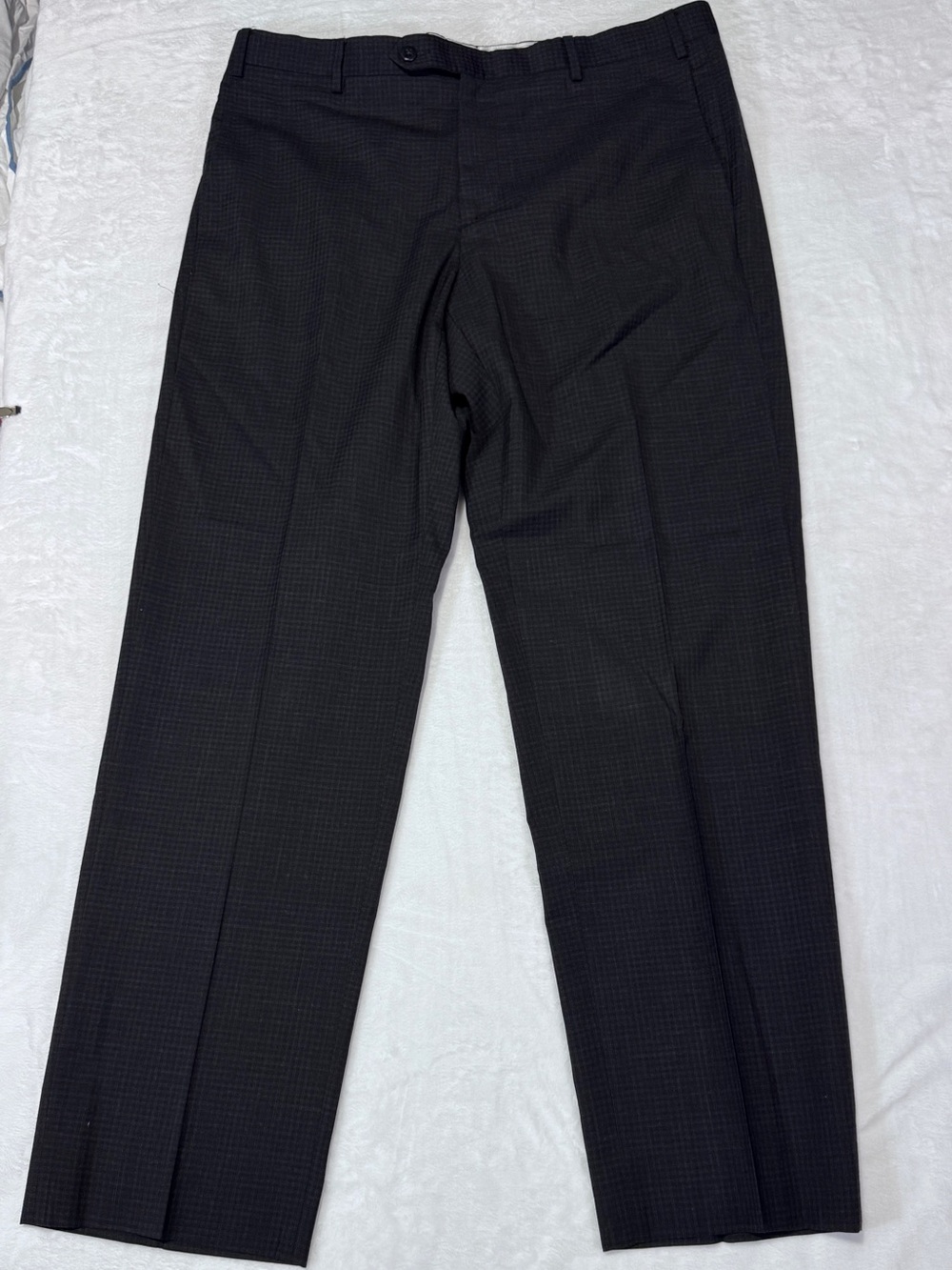 Zanella Nordstrom Men’s Wool Dress Pants Charcoal Plaid Size 38X30